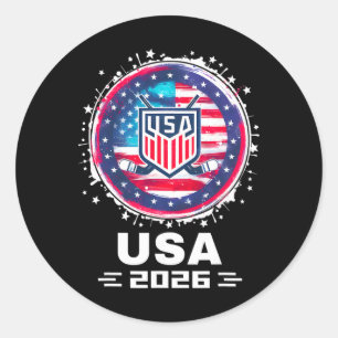 Sticker Rond États-Unis 2026 Hockey Drapeau Américain Femmes Ho