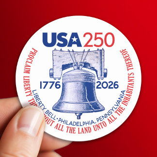 Sticker Rond États-Unis 250 - 1776-2026 - Cloche de la Liberté