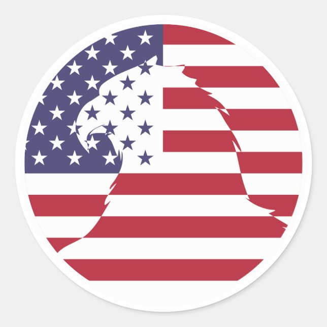 Sticker Rond États-Unis Aigle Bald américain National (Devant)