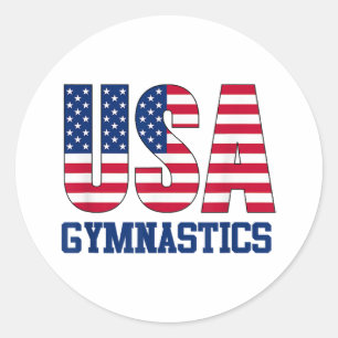 Sticker Rond Etats-Unis avec drapeau américain Gymnastique Spor