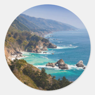 Sticker Rond États-Unis, Californie. Côte californienne, Big Su