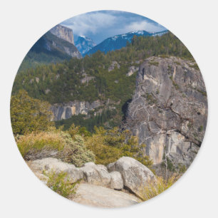 Sticker Rond États-Unis, Californie. Yosemite Valley Vista 2