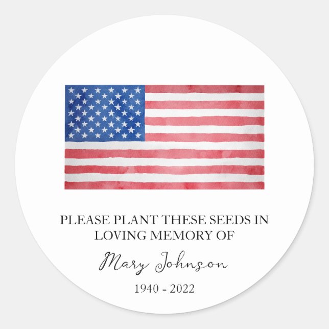Sticker Rond États-Unis Drapeau Mémorial semis funéraires (Devant)