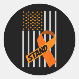 Sticker Rond États-Unis Drapeau Rubon Leucémie Sensibilisation 