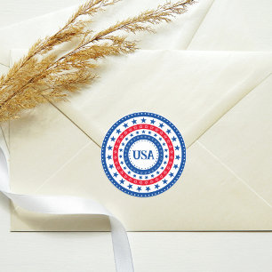 Sticker Rond États-Unis Étoiles rouges, blanches et bleues avec