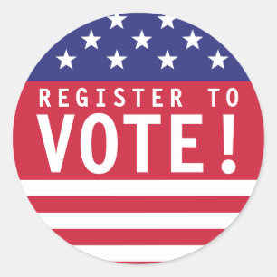 Sticker Rond États-Unis Inscrivez-vous pour voter