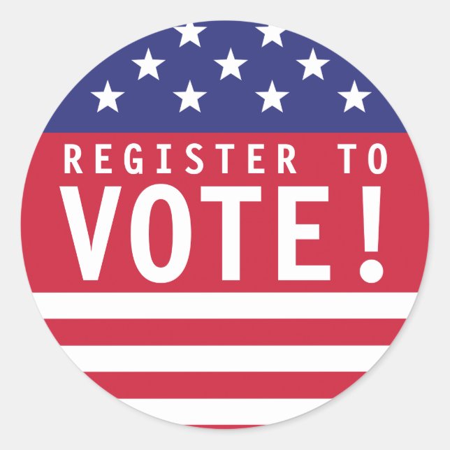 Sticker Rond États-Unis Inscrivez-vous pour voter (Devant)