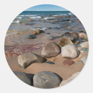 Sticker Rond États-Unis, Michigan. Galets arrondis sur 12 Mile