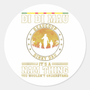 Sticker Rond États-Unis Militaires Viêt Nam Vets Cadeau Di Di M