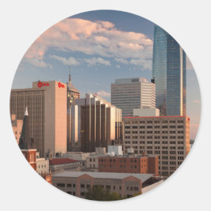 Sticker Rond États-Unis, Oklahoma, Oklahoma City, Ville élev