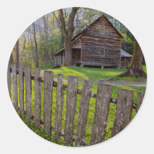 Sticker Rond États-Unis, Tennessee, cabane à Cades Cove
