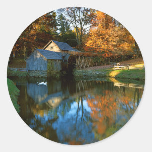 Sticker Rond États-Unis, Virginie, Blue Ridge Parkway, Mabry Mi
