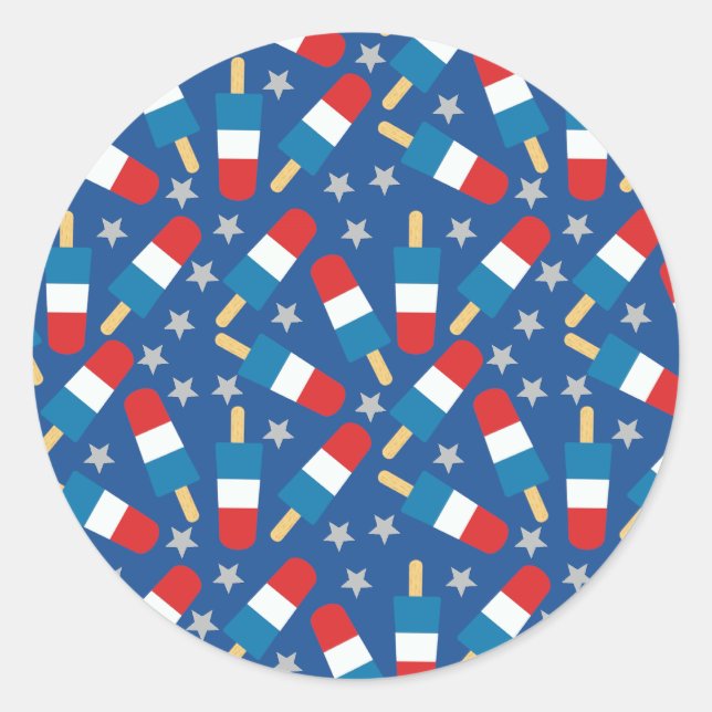 Sticker Rond Été 4 juillet Patriotique Popsicles (Devant)
