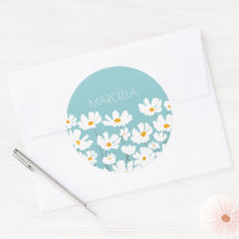 Été Blanc Fleurs Cosmos Nom personnalisé