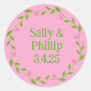 Sticker Rond Été Breeze Tulipe rose Fleur Wreath