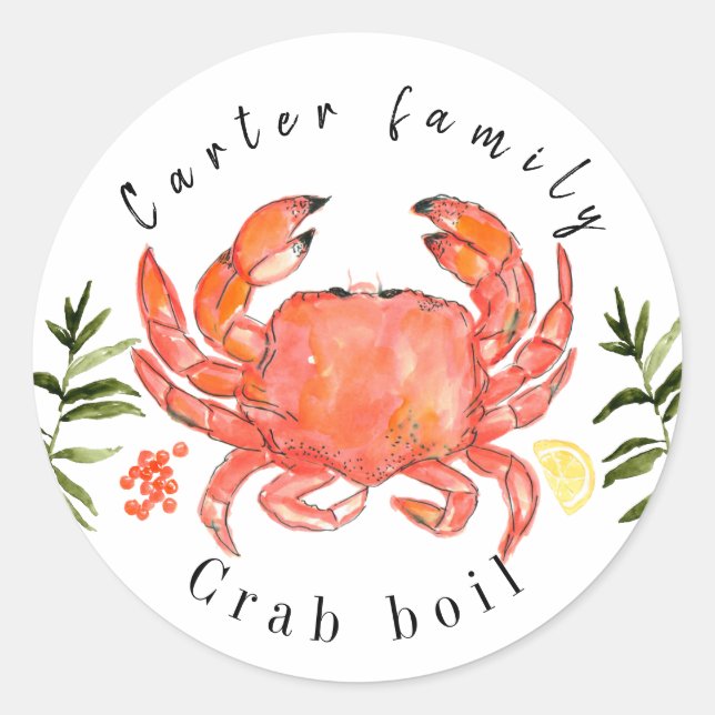 Sticker Rond Été crabe à bouillir (Devant)
