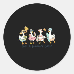 Sticker Rond Été drôle oie plage canard mignon animal vacances