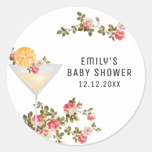 Sticker Rond Été Floral Brunch Bubbly Champagne Baby shower