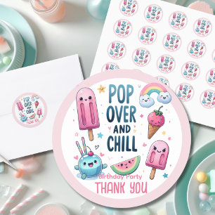 Sticker Rond Été Ice Pop Popsicle Crème de glace Anniversaire E