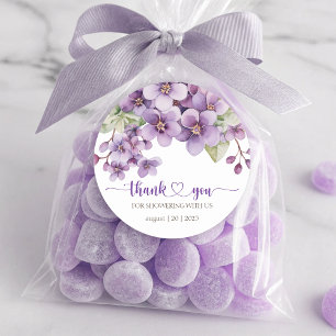 Sticker Rond Été Purple Delicate Violet Fleurs Merci