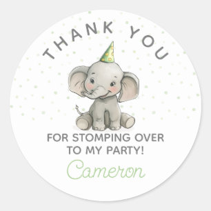 Sticker Rond Éteignez sur, mignon anniversaire de enfant élépha