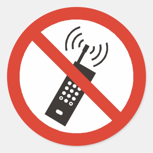 Sticker Rond Éteins ton téléphone portable (Devant)