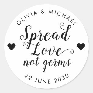 Sticker Rond Étendre l'amour non Germes main Sanitizer mariage