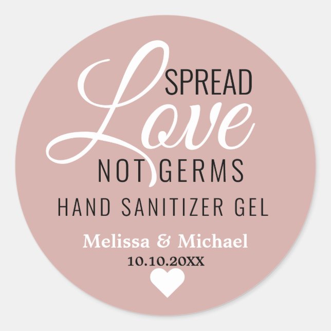 Sticker Rond Étendre L'Amour Pas Les Germes Dusty Rose Mariage  (Devant)