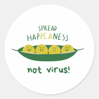 Sticker Rond Étendre le bonheur non le virus COVID 19