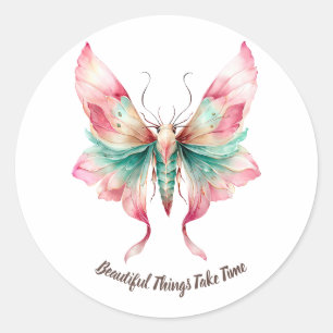 Sticker Rond Étends Tes Ailes Papillon