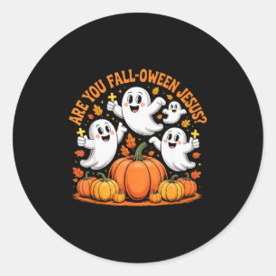 Sticker Rond Êtes-Vous Tombé Oween Jésus Halloween Christ