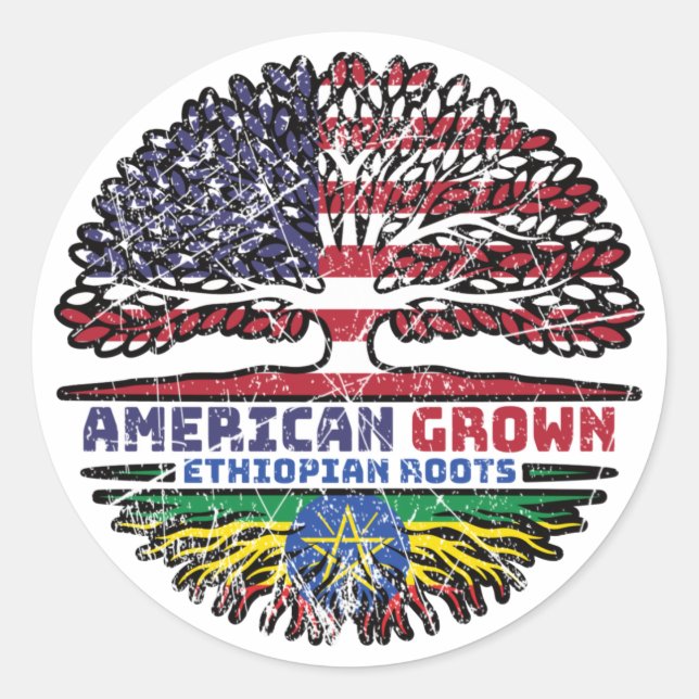 Sticker Rond Ethiopie États-Unis d'Amérique Éthiopie (Devant)