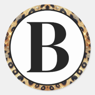 Sticker Rond Étincelle Glam Or Léopard Noir Cheetah Imprimer