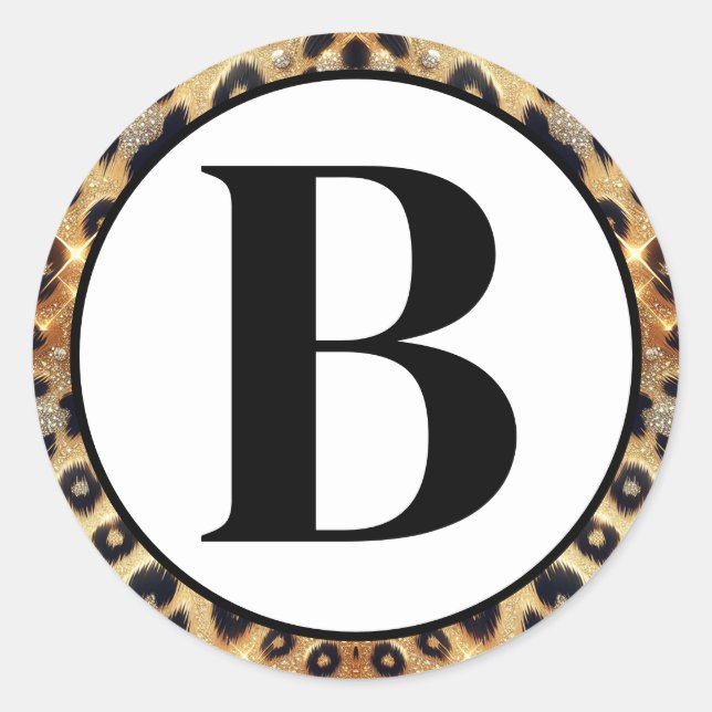 Sticker Rond Étincelle Glam Or Léopard Noir Cheetah Imprimer (Devant)