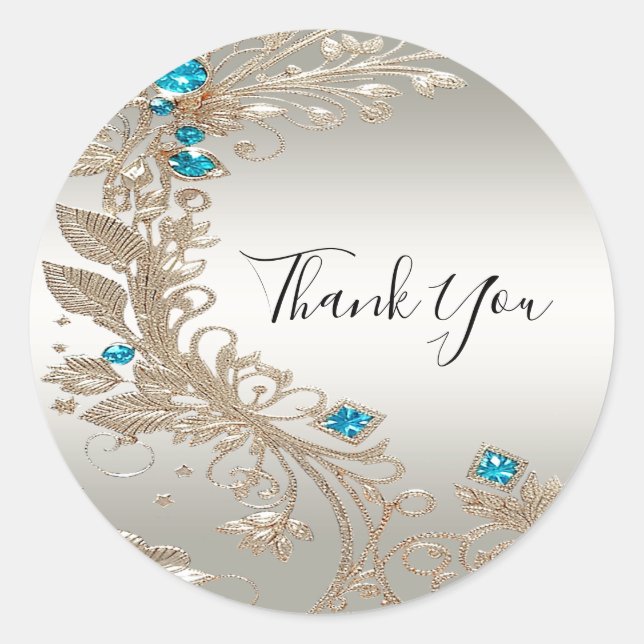 Sticker Rond Étiqueteur Gold Blue Stones (Devant)