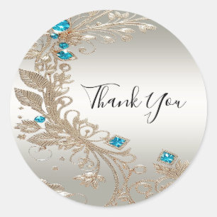 Sticker Rond Étiqueteur Gold Blue Stones