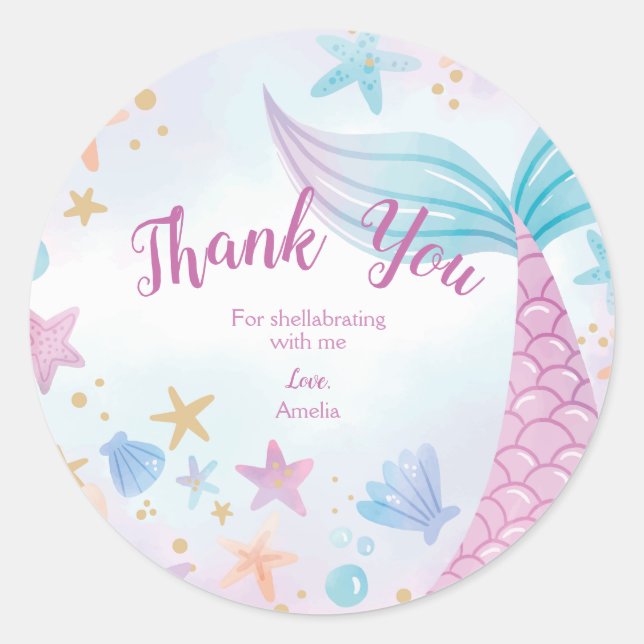 Sticker Rond Étiquette-cadeau Merci d'anniversaire de la mer (Devant)