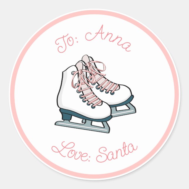 Sticker Rond Étiquette-cadeau personnalisée Patinage artistique (Devant)