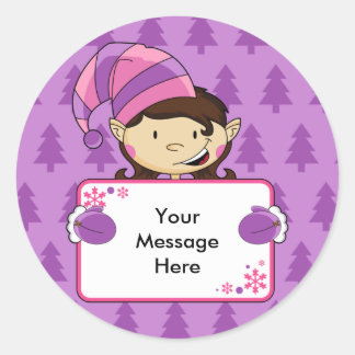 Sticker Rond Étiquette-cadeau pour fille Elf Christmas