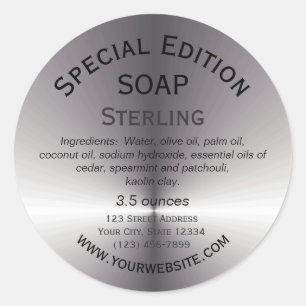 Sticker rond Étiquette de savon fait main Métalliq