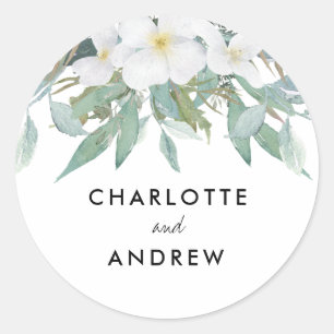Sticker Rond Étiquettes-cadeaux au eucalyptus simples et élégan