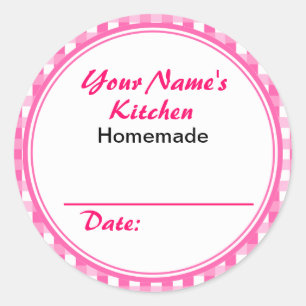 Sticker rond Étiquettes de canne rose personnalisé