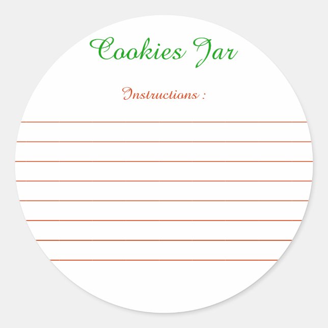 Sticker Rond Etiquettes pour instructions de "Cookies Jar" (Devant)