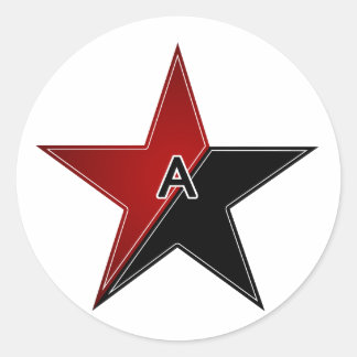 Sticker Rond étoile anarchiste rouge/noire