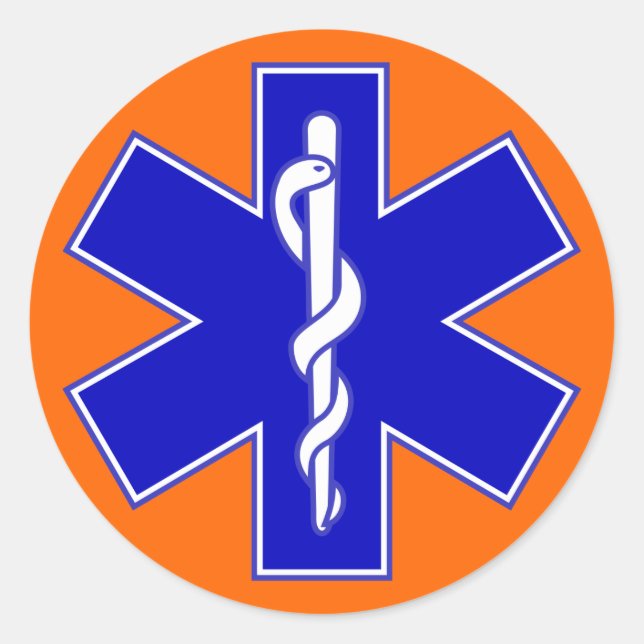 Sticker Rond Étoile Arrière - plan orange de la vie (Devant)