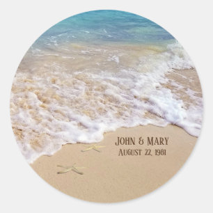 Sticker Rond Étoile d'anniversaire de mariage de plage