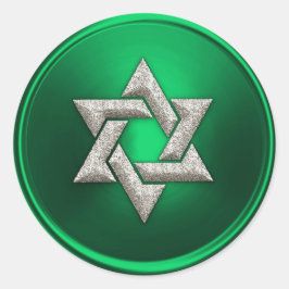 Sticker Rond Etoile d'argent de David Enveloppe Sceau vert