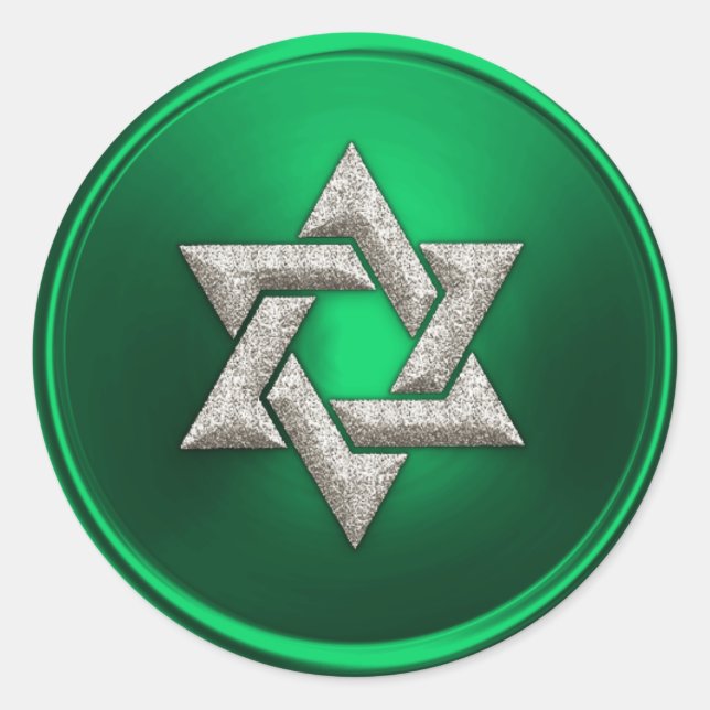 Sticker Rond Etoile d'argent de David Enveloppe Sceau vert (Devant)