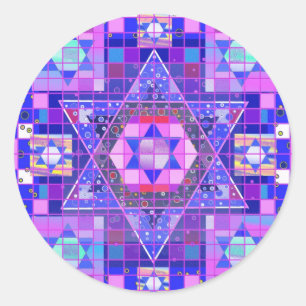Sticker Rond Étoile de David mosaïque