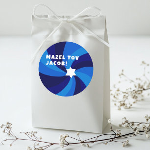 Sticker Rond Étoile de David Tourbillon Moderne MAZEL TOV SUR M